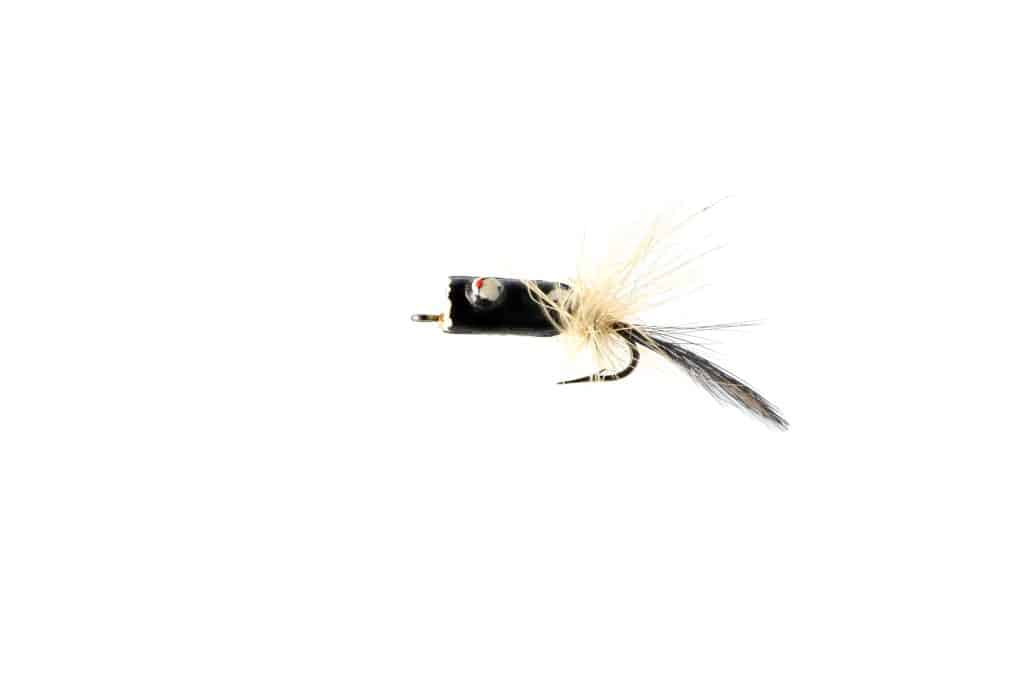 black and white popper for fly fishing